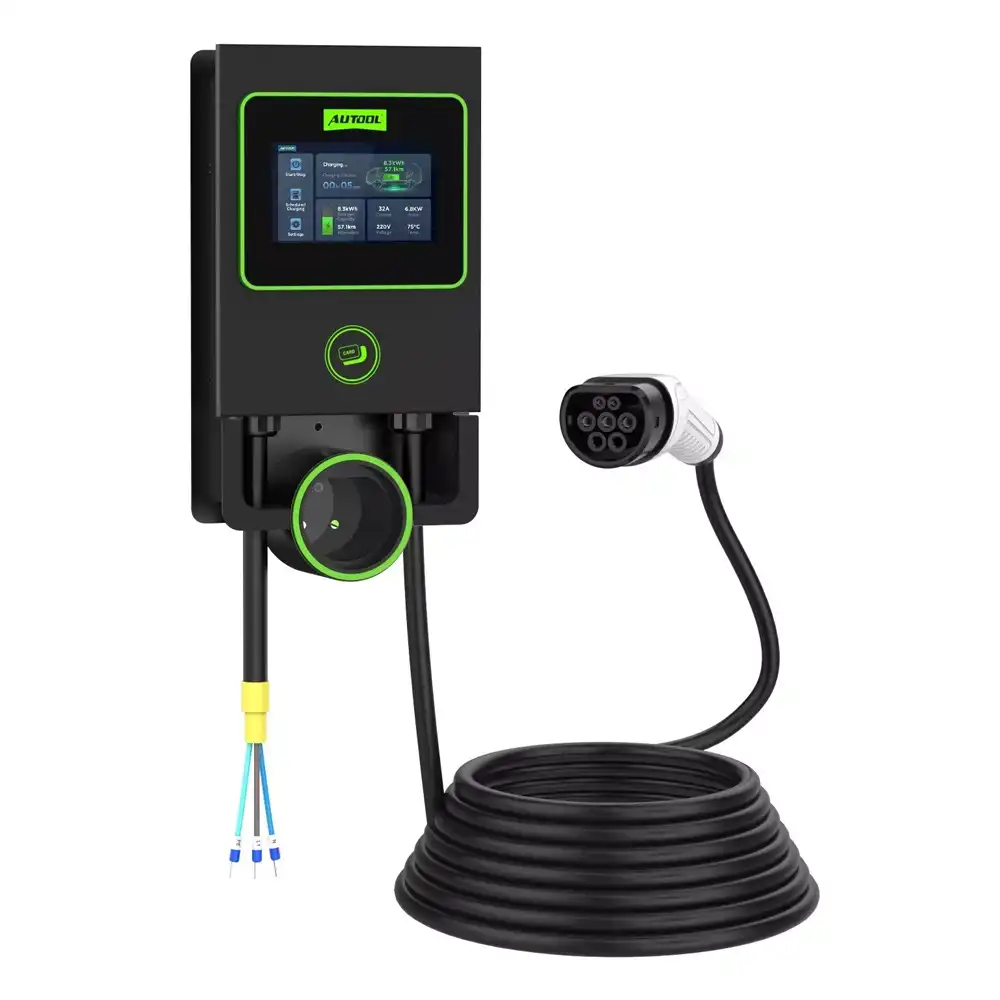 محطة شحن السيارات الكهربائية الذكية المنزلية AUTOOL C701 (قدرة 7 كيلوواط · 32A · Type 2 · شاشة لمس 4.3